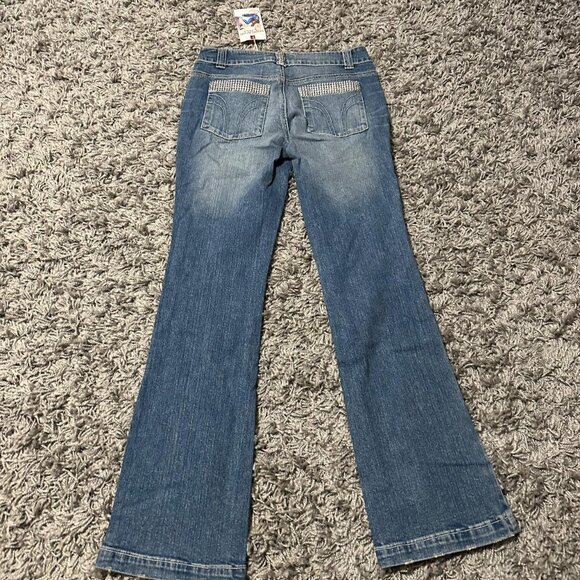 NWT 2000s Y2k Low Waisted Bisou Bisou Flare Jeans Bejeweled Size 6 - Picture 1 of 8